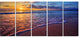Sunset over Blue Seashore, Seashore Photo Canvas Art Print, 60"x28", 5 Panels