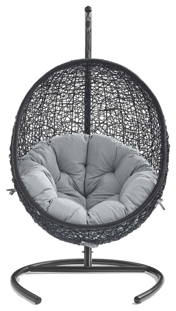 Encase Sunbrella Swing Outdoor Patio Lounge Chair - Black Gray