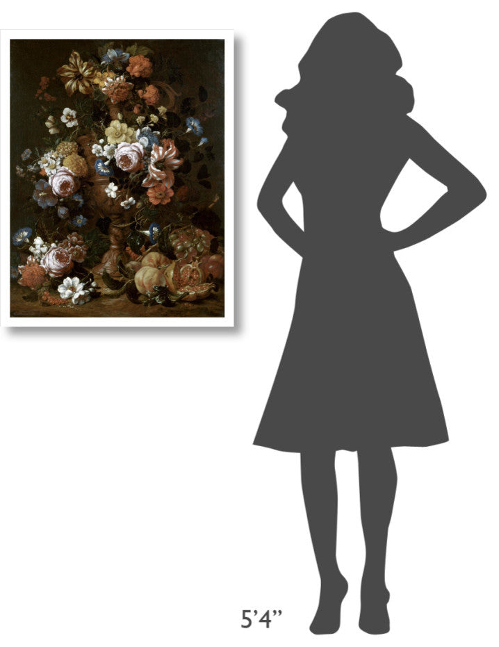 "Roses, Carnations & Other Flower In An Urn" Paper Art, 25"x32"