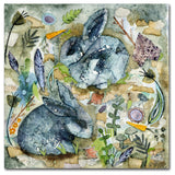 Wyanne 'Rainy Day Rabbits' Canvas Art, 35"x35"