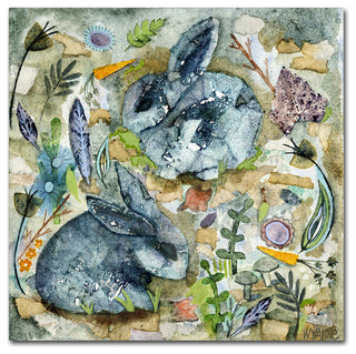 Wyanne 'Rainy Day Rabbits' Canvas Art, 35"x35"