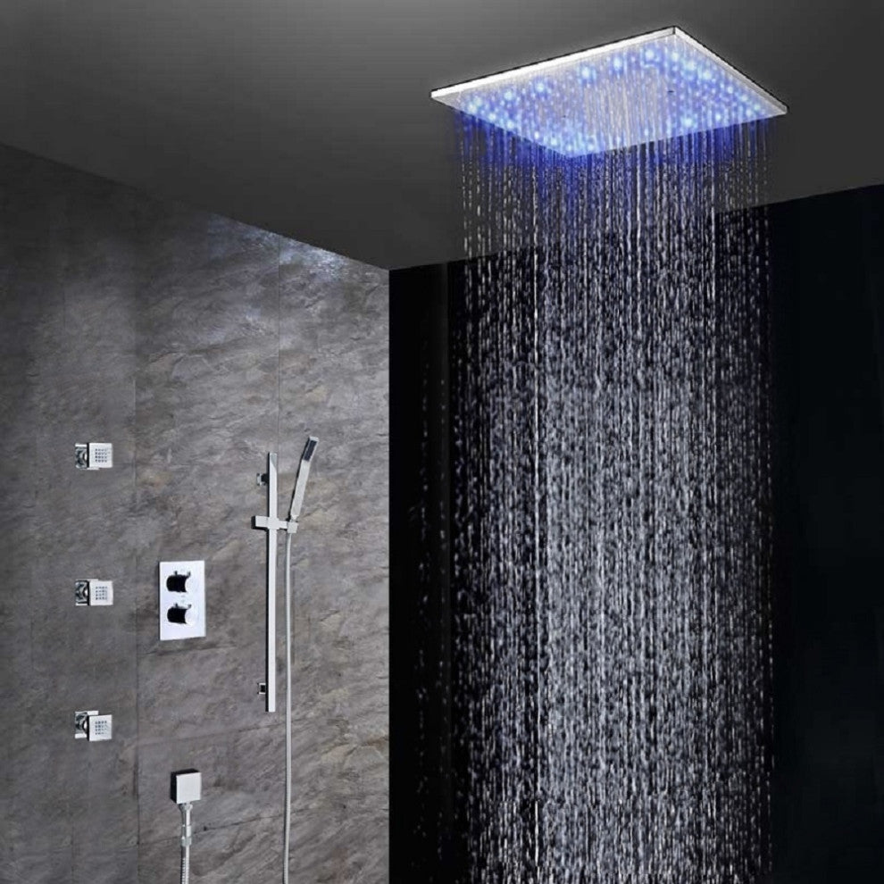 Maine Contemporary Remote LED Rainfall Thermostatic Recessed Ceiling Mount