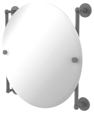 Prestige Skyline Round Frameless Rail Mounted Mirror, Matte Gray