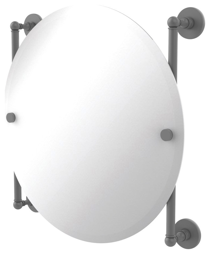 Prestige Skyline Round Frameless Rail Mounted Mirror, Matte Gray