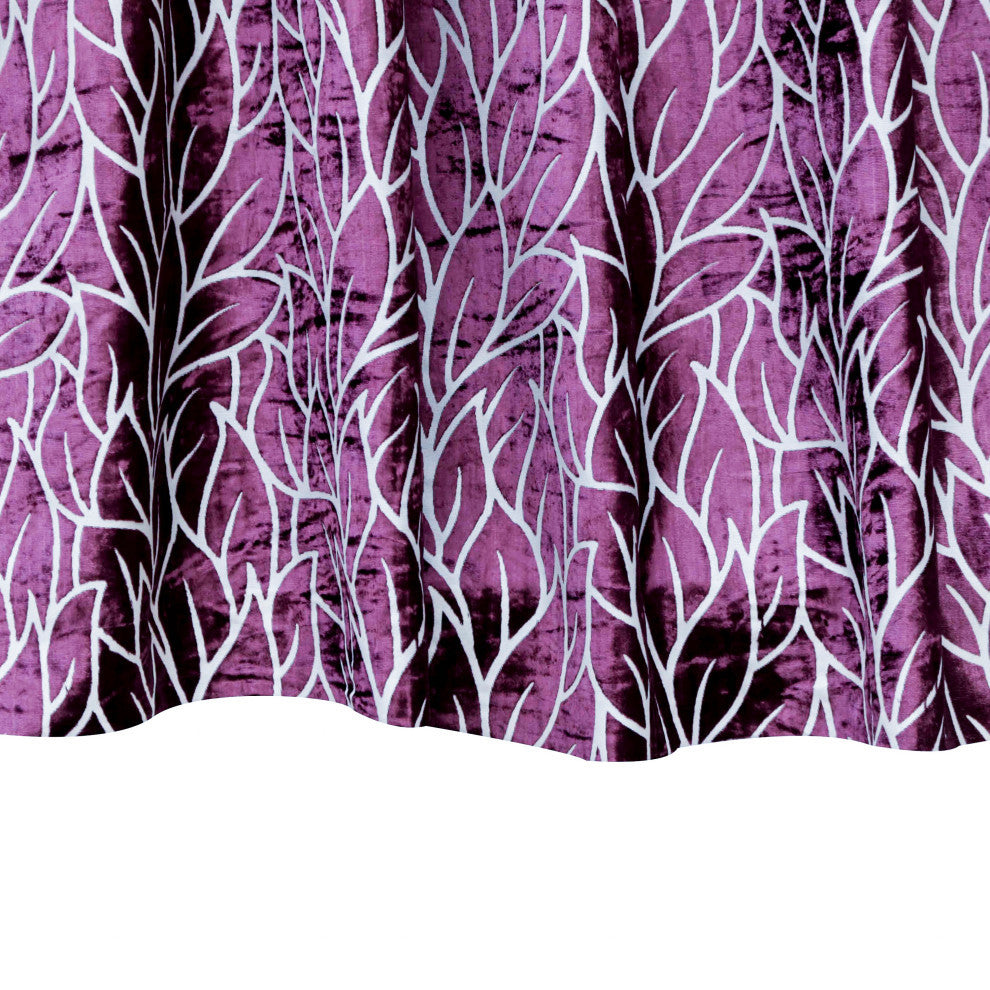 Purple Leaves Fabric By The Yard, Burnout Velvet Fabric, Upholstery, Drapery