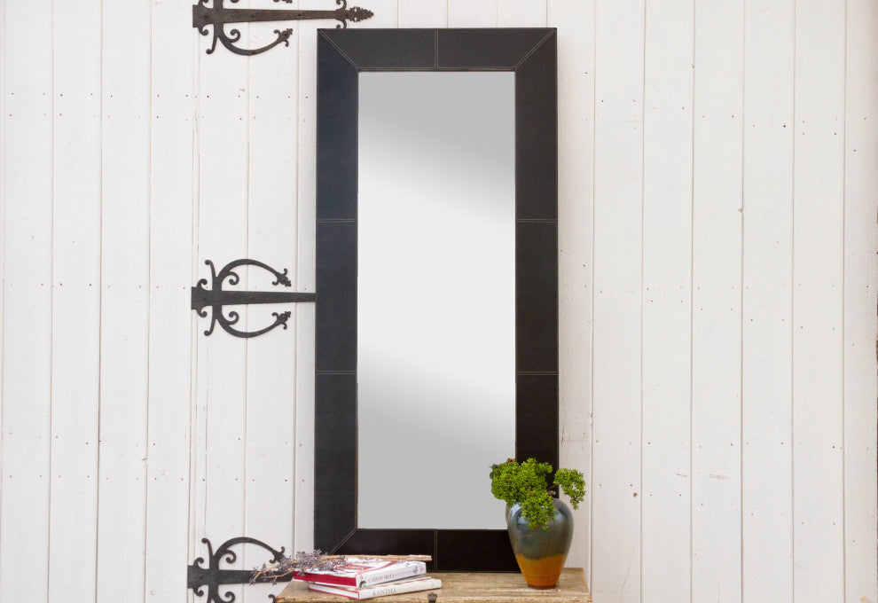 Tall Thai Embossed Leather Mirror