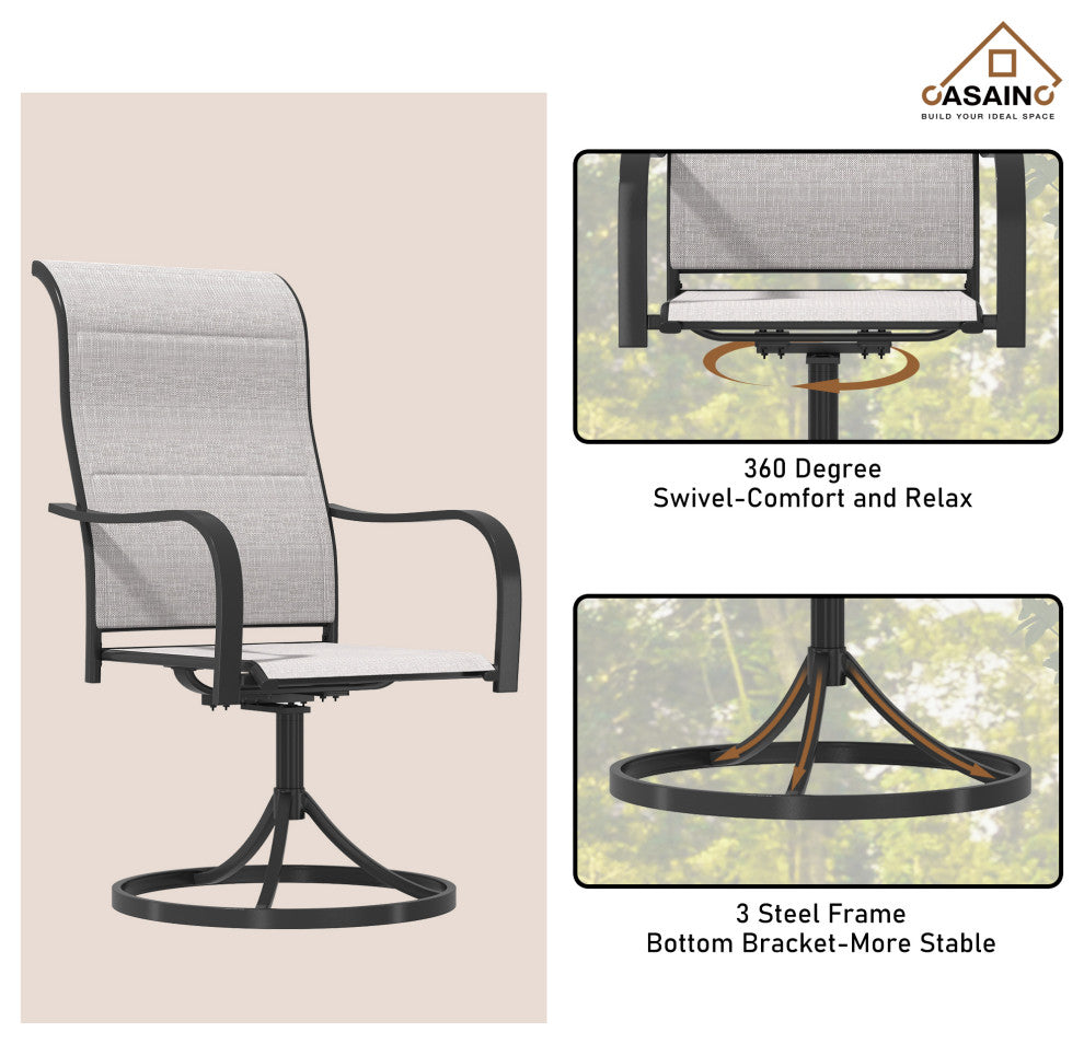 CASAINC 2 Piece Textilene Fabric Iron Frame Swivel Dining Chair