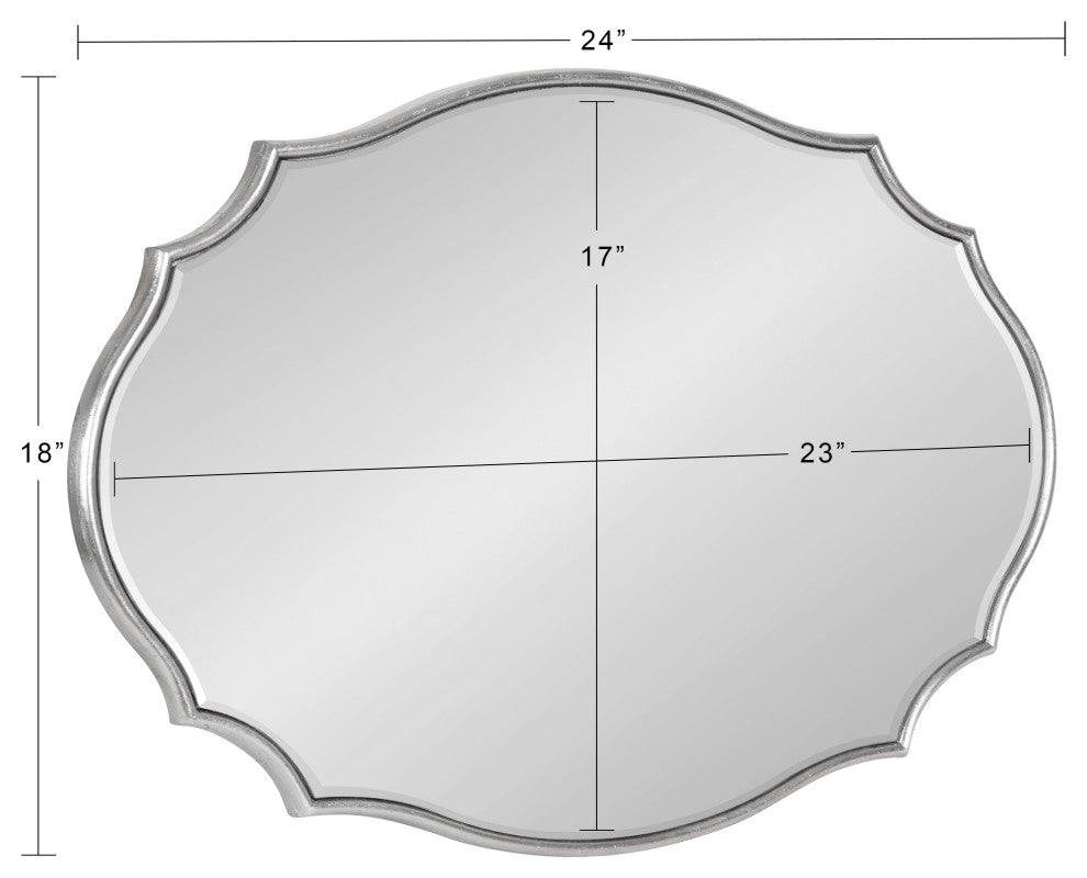 Leanna Scalloped Oval Wall Mirror, Silver, 18x24