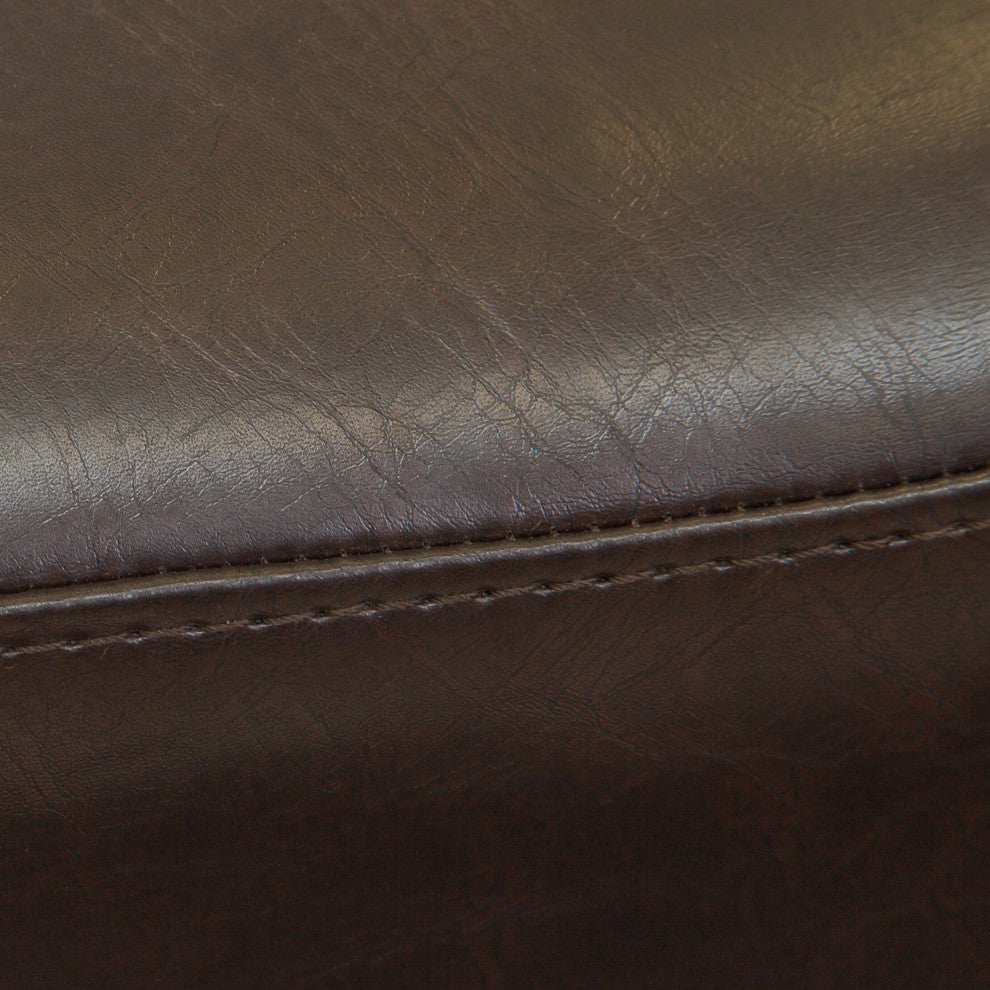 GDF Studio Chantal Backless Leather Stools, Set of 2, Brown, Counter Height