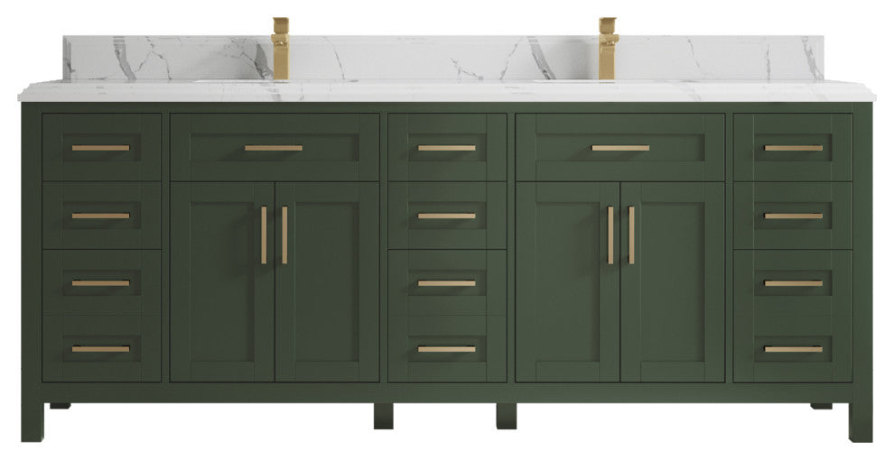 Cambridge 84 Double Sink Bath Vanity in Pewter Green 1.5" Calacatta Laza