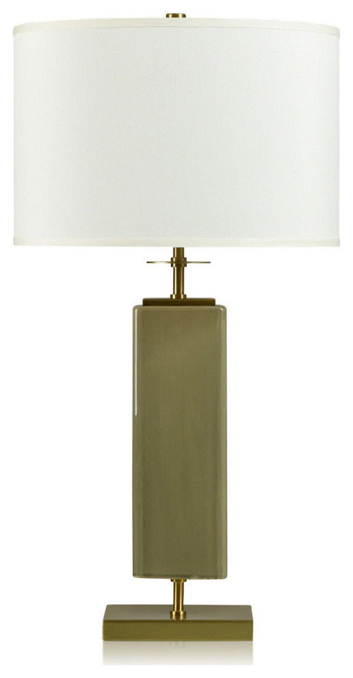 Dann Foley Table Lamp Olive Green Crackled And Glazed Finish White Shade