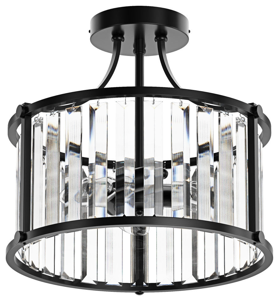 Modern 3-Light Semi Flush Mount Crystal Ceiling Lamp