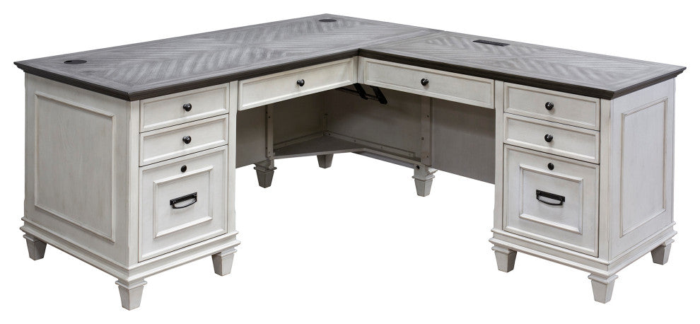 Martin Furniture Hartford L-Shaped Desk, White