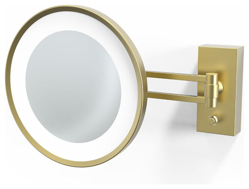 Smile Hard Wired LED Lighted 5x Magnifying Mirror, Matte Gold