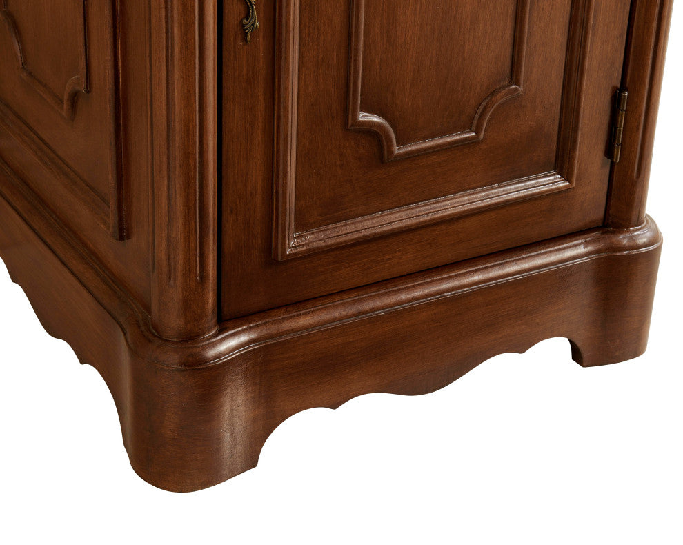 21" Single Bathroom Vanity, Teak, White and Brown Vein Marble Top