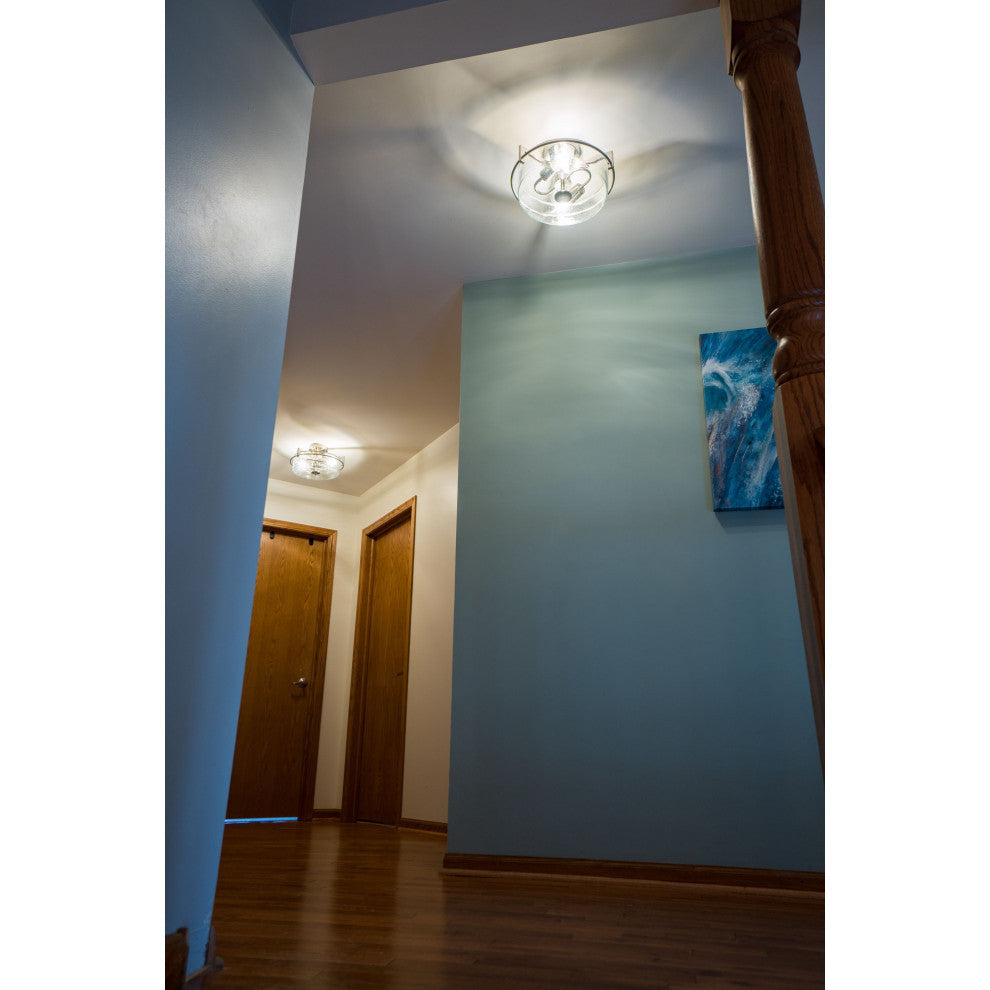 Vaxcel Addison 15" Semi Flush Mount, Satin Nickel
