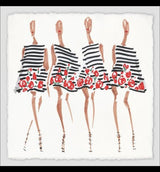 "Floral Stripes" Framed Painting Print, 32"x32"