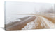 Sandy Beach in the Winter Fog, Modern Seashore Canvas Art, 32"x16"