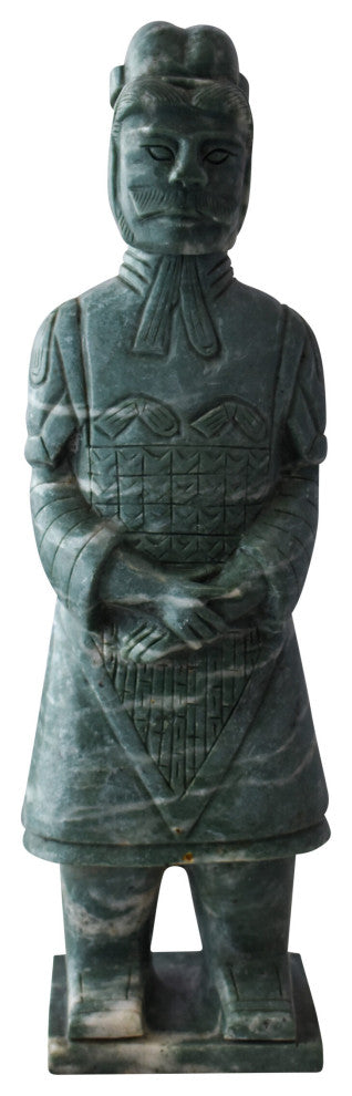 Asian Terracotta Warrior Standing Replica Made of Marble 6" x 4" x 19"H