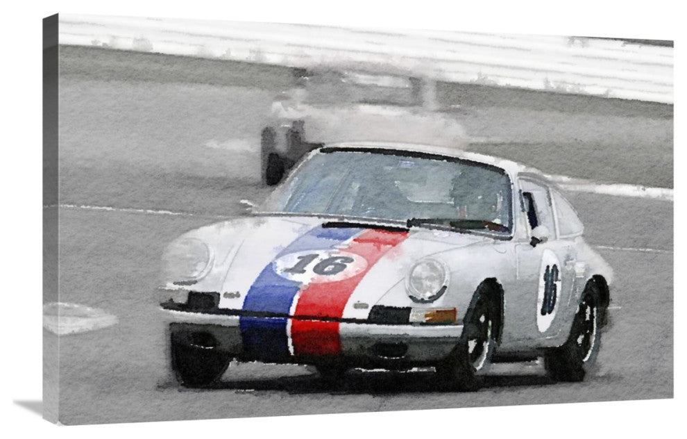 "Porsche 911 Race in Monterey Watercolor" Fine Art Print