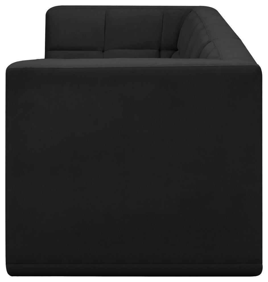 Relax Velvet Upholstered 4-Piece Modular Sofa, Black