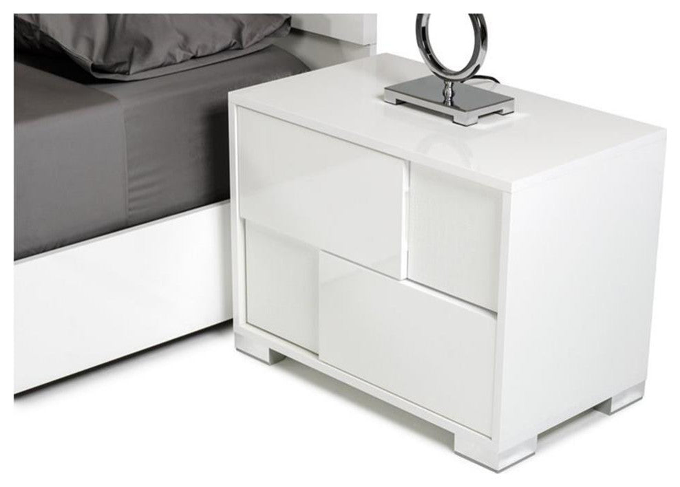 Modrest Monza 2-Drawer Soft Closing Modern MDF Wood Nightstand in White