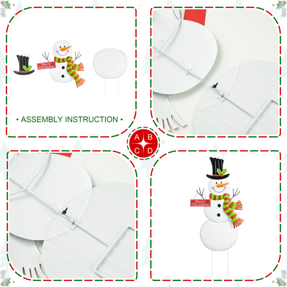 40"H Metal Snowman Yard Stake