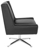 Faux Leather Guest Chair, White Faux Leather and Aluminum Base, Black