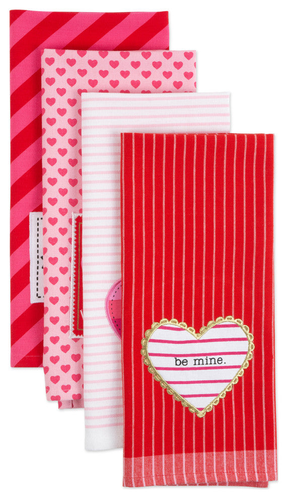 Asst Valentines Embellished Dishtowel, Set Of 4