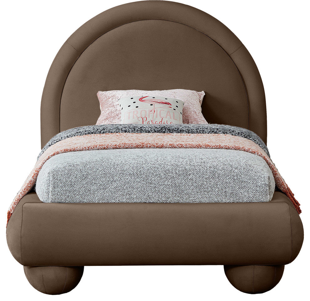 Madrid Upholstered Bed, Brown, Twin, Velvet
