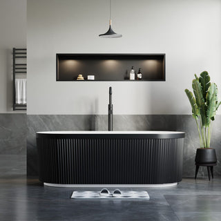 Serenity 67" Fluted Acrylic Soaking Tub, Oval, Matte Black
