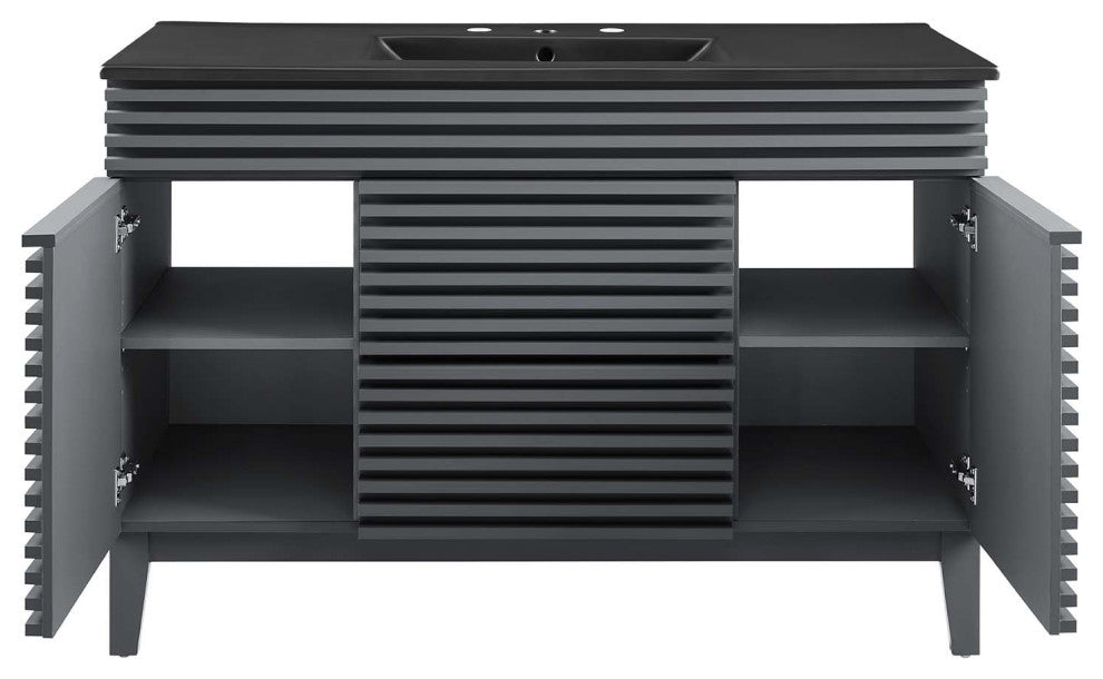 Render 48" Single Sink Bathroom Vanity, Gray Black
