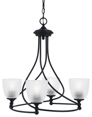 Capri 4-Light Chandelier, Matte Black/Clear Ribbed