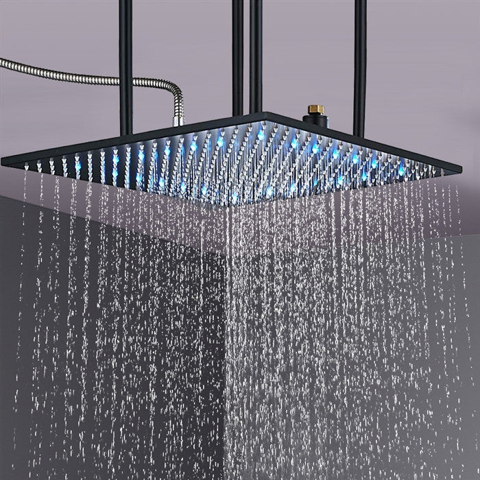 Fontana Rieti 20" Mist Rainfall Matte Black Shower System With Handheld Shower