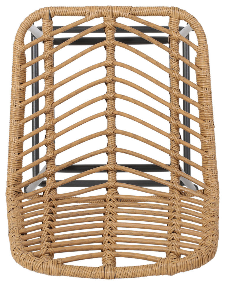 Jessie Outdoor Wicker Barstools, Set of 2, Brown