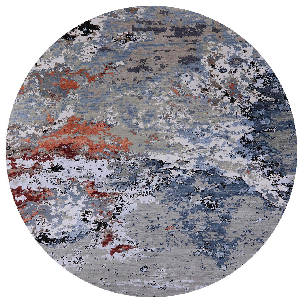 Ahgly Company Indoor Round Mid-Century Modern Area Rugs, 7' Round