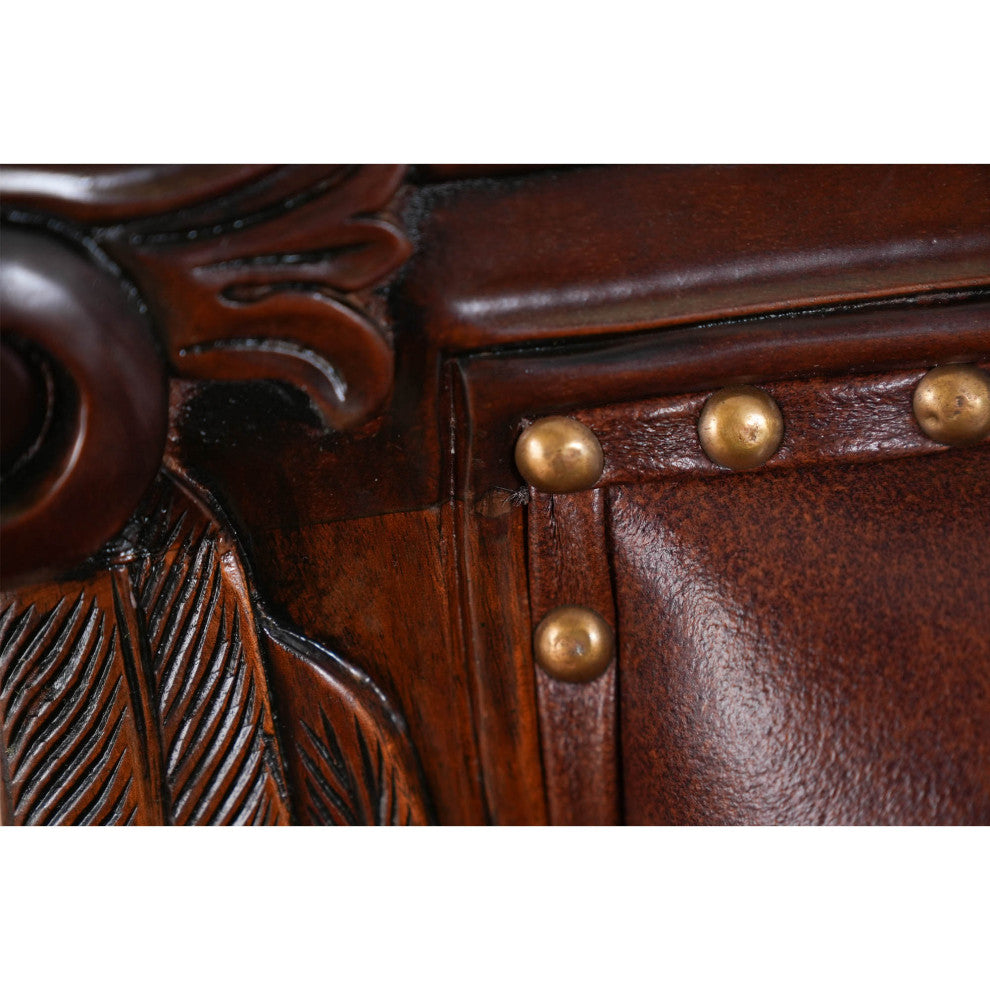 Mahogany Swan Arm Chair With Leather