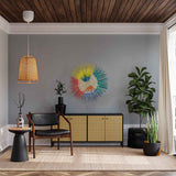 3D Sun Plate Palm Wall Sculpture, Artisan Crafted, Malawi, Multicolor, 27"