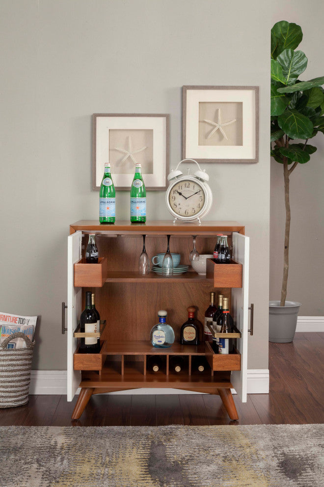 Flynn Small Bar Cabinet, Acorn/White