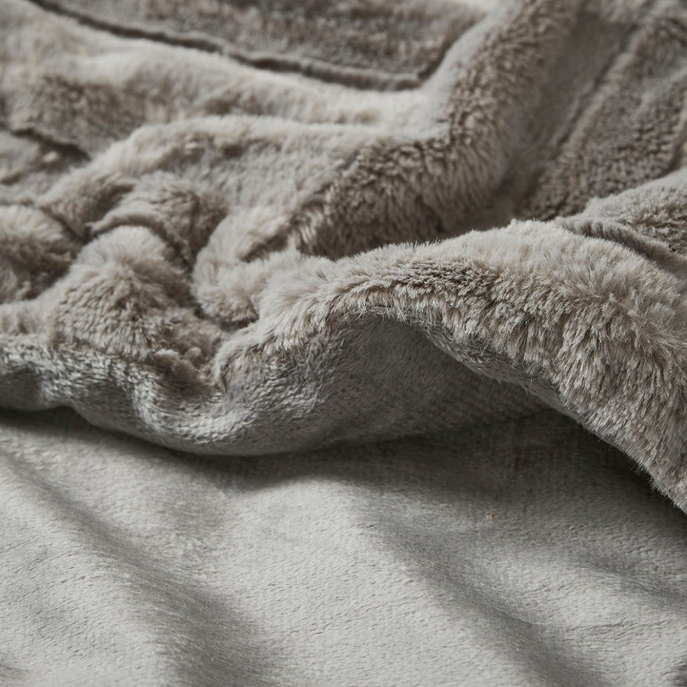Madison Park Arctic Ultra Plush 50x60" Throw Blanket, Grey