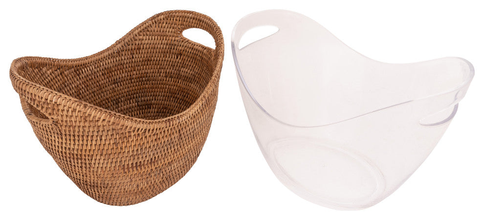 Champagne Bucket With Acrylic Insert, Honey Brown