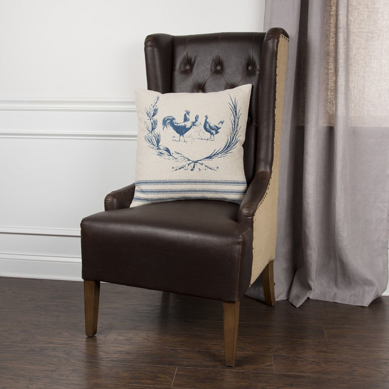 Blue Distressed Farmhouse Throw Pillow