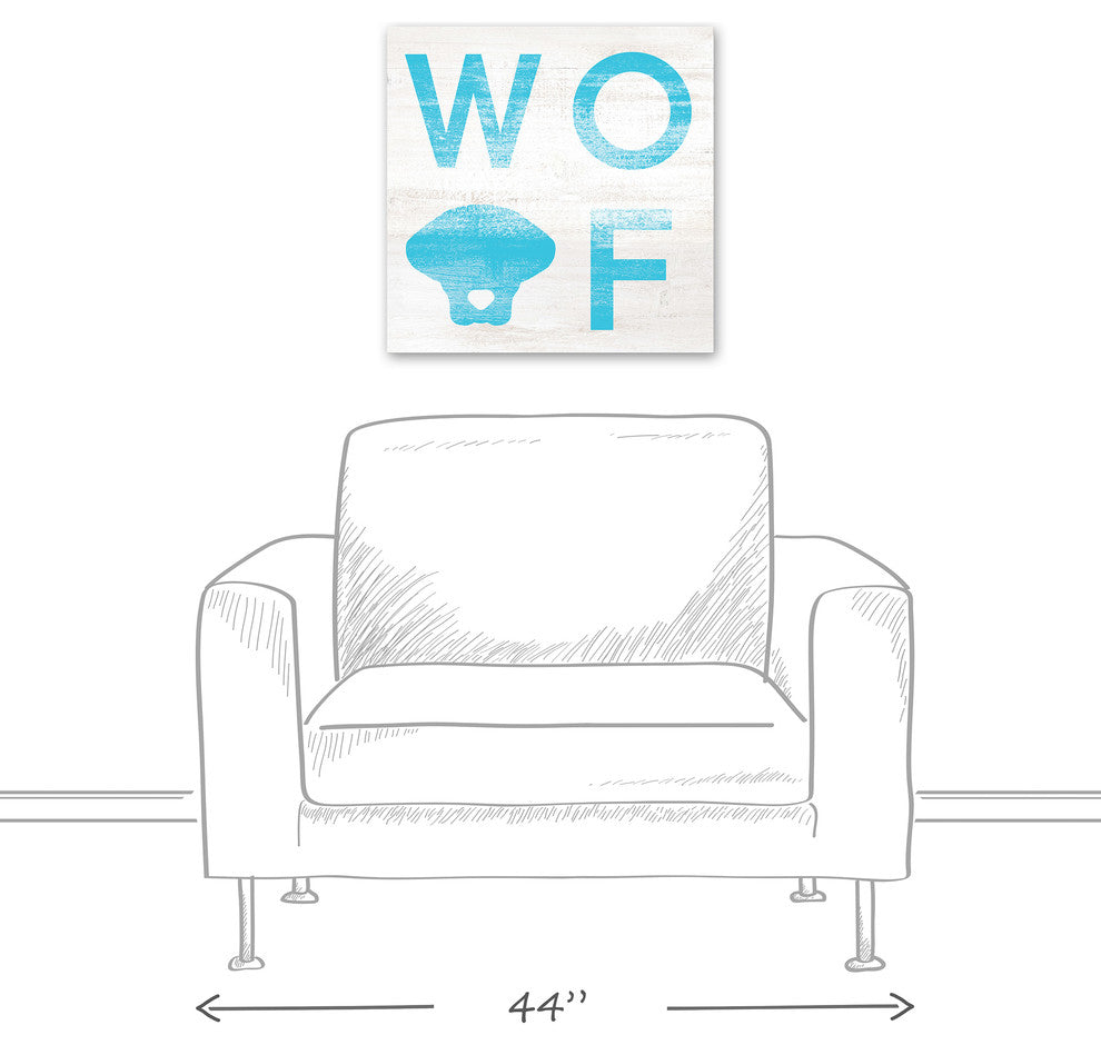 Designs Direct Creative Group Woof Distressed Blue 20x20 Canvas Wall Art