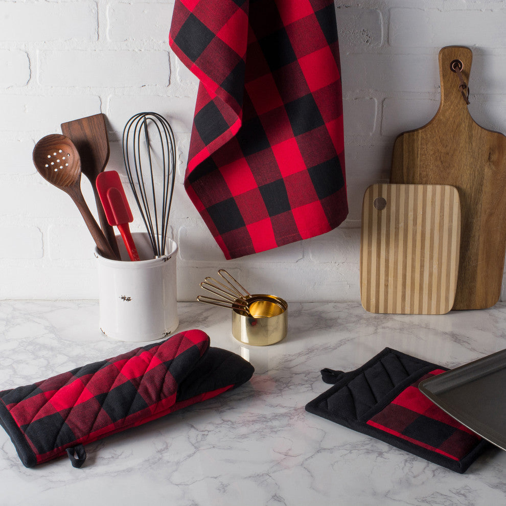 DII Red Buffalo Check Dishtowel, Set of 3
