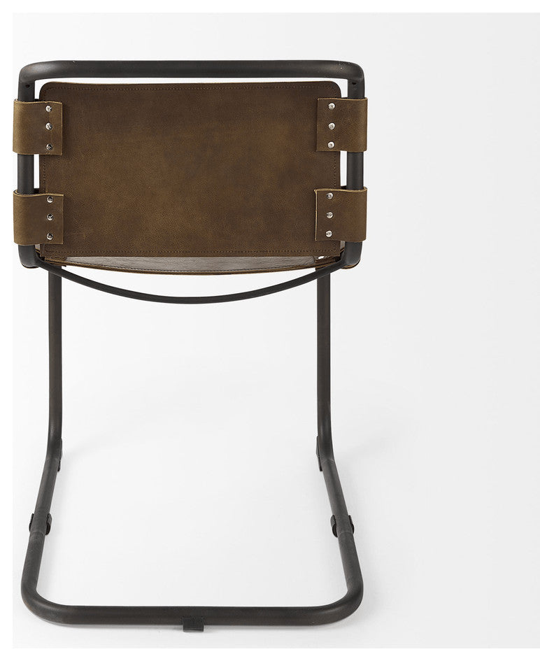 Brown And Black Leather Side chair