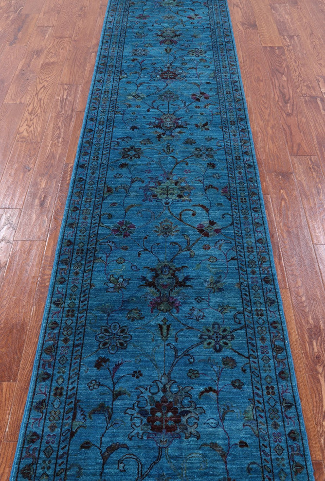 Runner Full Pile Overdyed Tabriz Hand Knotted Rug 2' 8" X 11' 2" - Q12740