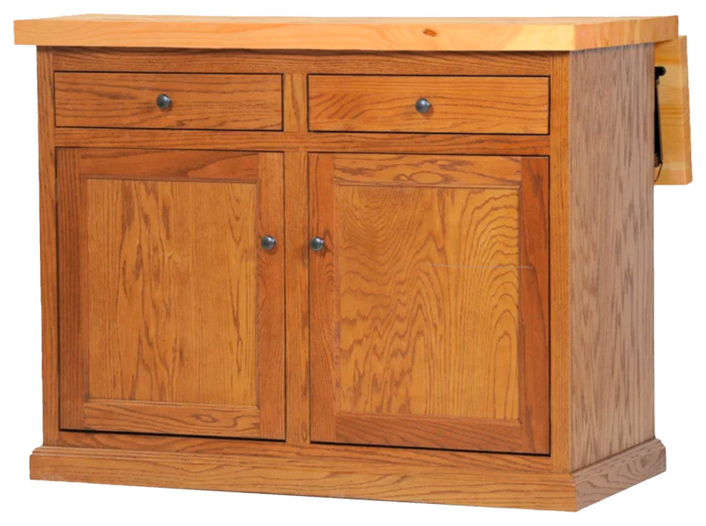 Eagle Furniture's Traditional Oak Kitchen Island with Drop Leaf Top, Caribbean R