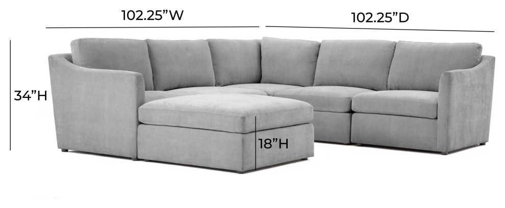Aiden Gray Modular Chaise Sectional - Grey