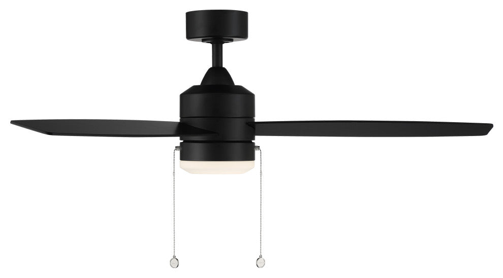 Atlantis Indoor/Outdoor 3-Blade Pull Chain Ceiling Fan 52" Matte Black With Kit