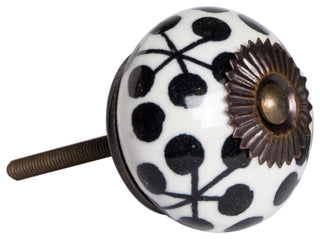 Knob-It Vintage Handpainted Ceramic Knobs, Set of 12, Black/White/Copper